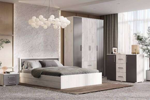 Кровать с основанием ЛДСП Фиеста LIGHT 160х200, Дуб крафт белый Кровать с основанием ЛДСП Фиеста LIGHT 160х200, Дуб крафт белый