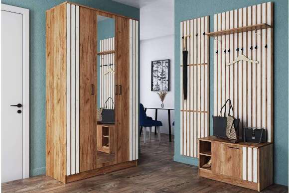 Вешалка 3-х ярусная Кано КПВ-3, Дуб крафт табачный, Дуб крафт белый Вешалка 3-х ярусная Кано КПВ-3, Дуб крафт табачный, Дуб крафт белый