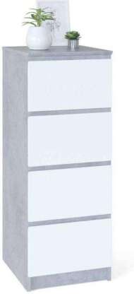Комод Т-4Р Дуб Бетон/Белый