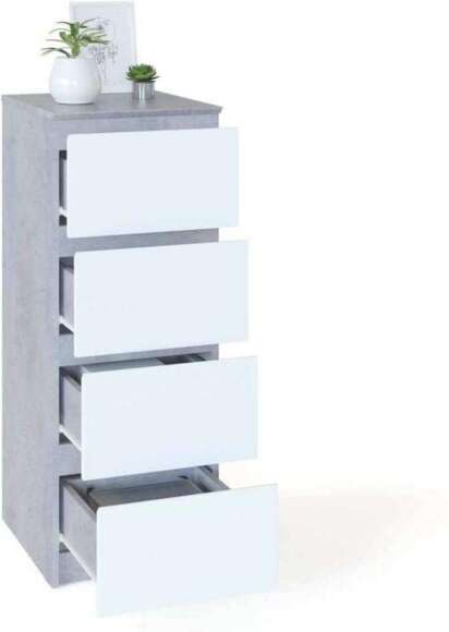 Комод Т-4Р Дуб Бетон/Белый