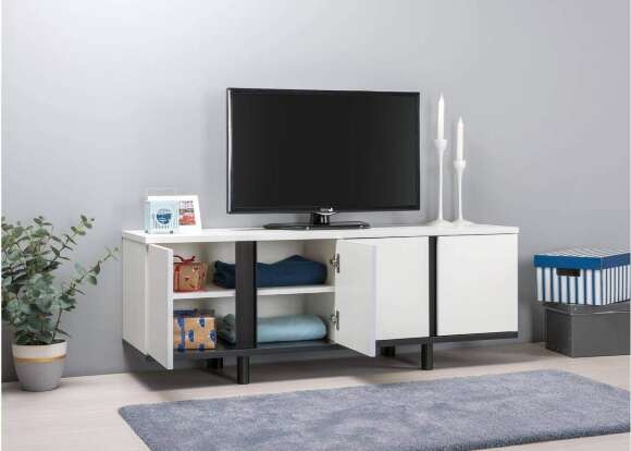 Квадро Тумба под ТВ 13.276 Белый PE шагрень, Черный Квадро Тумба под ТВ 13.276 Белый PE шагрень, Черный