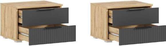 Марвэл Тумбы прикроватные (2 шт) (Браш Графит, Дуб Крафт)