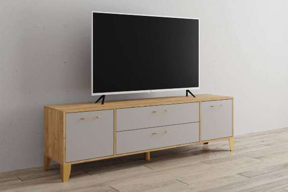 Тумба под телевизор Парус-13, Дуб крафт золотой, Кашемир