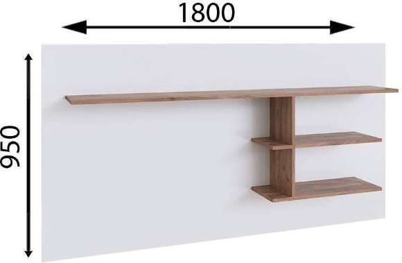 Полка навесная Малави МПН-1, Дуб крафт табачный, Белый глянец