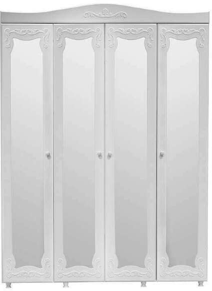Шкаф 4-х дверный с 4-я зеркалами Италия ИТ-61 белое дерево Шкаф 4-х дверный с 4-я зеркалами Италия ИТ-61 белое дерево