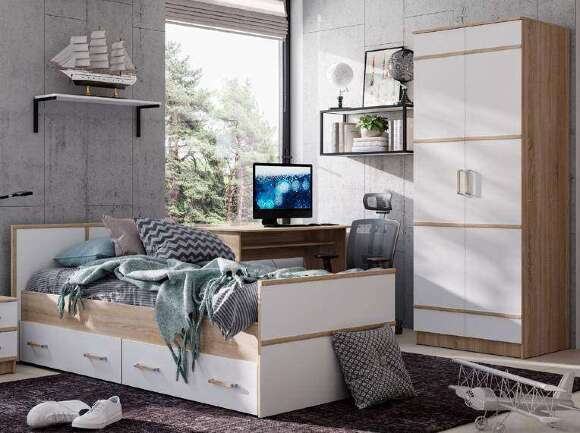 Кровать 90х200 с ящиками Сакура (БТС) с реечным настилом