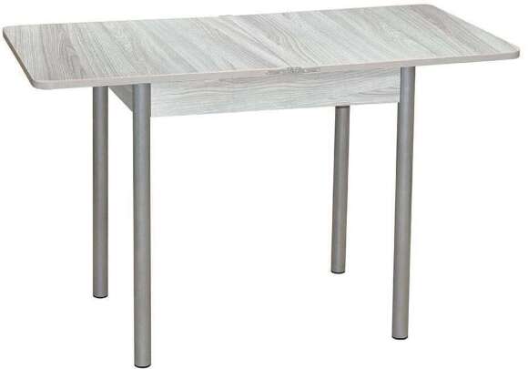 Эко 80х60 стол обеденный раскладной / Ясень светлый/металлик