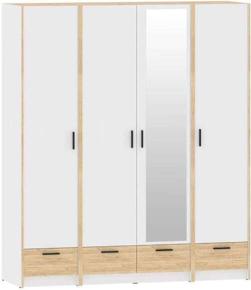 Спальня Оттавия 4 с зеркалом Белый / Дуб золотой Спальня Оттавия 4 с зеркалом Белый / Дуб золотой