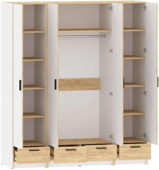 Спальня Оттавия 4 с зеркалом Белый / Дуб золотой Спальня Оттавия 4 с зеркалом Белый / Дуб золотой