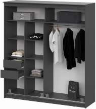 Шкаф-купе №25 2,0м Блэк Лайт Графит серый/Лакобель/Черный матовый Шкаф-купе №25 2,0м Блэк Лайт Графит серый/Лакобель/Черный матовый