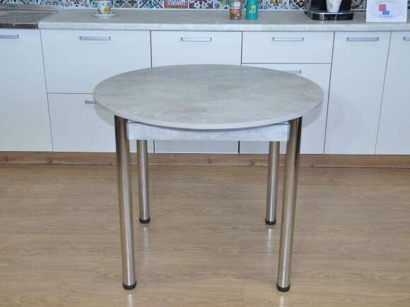 Стол обеденный Ники Хром / цемент светлый
