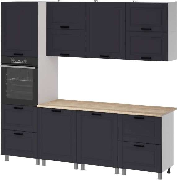 Кухня Аленушка 2,4м Астра Сталь,скоба черный,сонома Кухня Аленушка 2,4м Астра Сталь,скоба черный,сонома