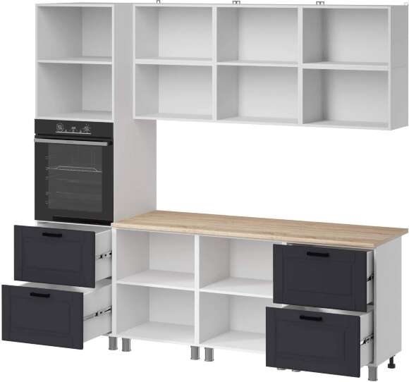 Кухня Аленушка 2,4м Астра Сталь,скоба черный,сонома Кухня Аленушка 2,4м Астра Сталь,скоба черный,сонома