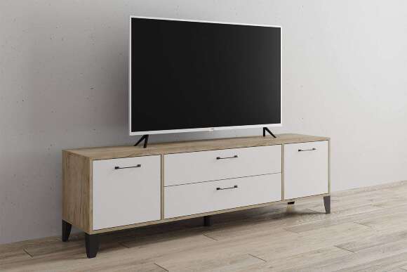 Тумба под телевизор Парус-13, Дуб крафт серый, Белый Тумба под телевизор Парус-13, Дуб крафт серый, Белый