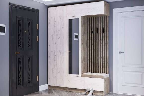 Шкаф для одежды Руэлла, Дуб крафт серый, Дуб крафт белый Шкаф для одежды Руэлла, Дуб крафт серый, Дуб крафт белый