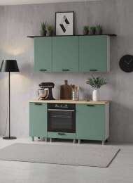 МК Аленушка 1,6м в.6 Орешник Матовая Мята,скоба черный,сонома (без столешницы)