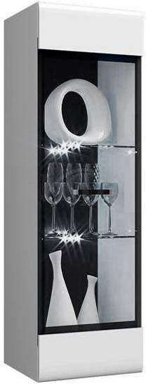 Пенал со стеклом навесной Нэнси New белый глянец