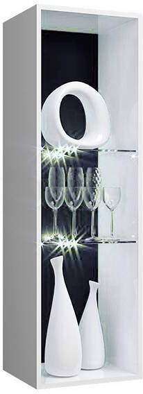 Пенал со стеклом навесной Нэнси New белый глянец