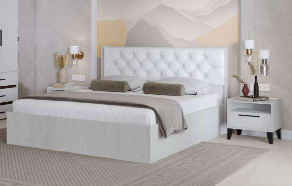 Кровать 140х200 Модена МКР-1 с настилом из ДСП (Домани) Ясень Анкор светлый