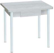 Эко 80х60 стол обеденный раскладной с ящиком / бетон белый/белый