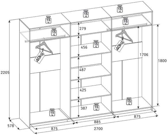 Шкаф 6-створчатый Кара 7 (Глазов) Шкаф 6-створчатый Кара 7 (Глазов)
