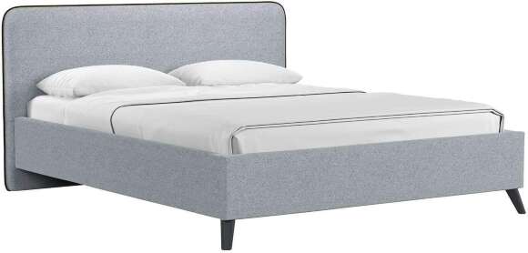 Миа кровать 180 Bravo grey (серый) / кант Лайт 10 Велюр (коричневый)
