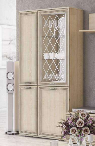 Шкаф с полками и витриной ЛШ-6 Ливорно DOMANI (Дуб Сонома)