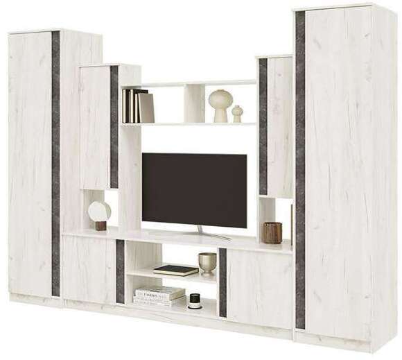 Гостиная Атлантида-5 (МИФ) Бетон темный / Дуб крафт белый