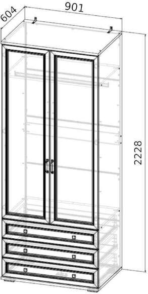 Шкаф двухдверный с ящиками, с зеркалами Александрия ШК-209 Шкаф двухдверный с ящиками, с зеркалами Александрия ШК-209