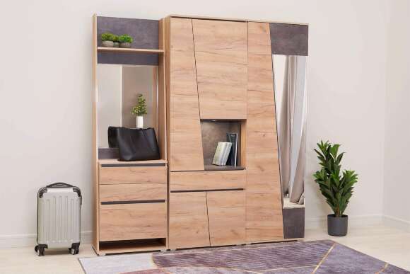 Шкаф Соренто 2-х створчатый дуб крафт / бетон темный