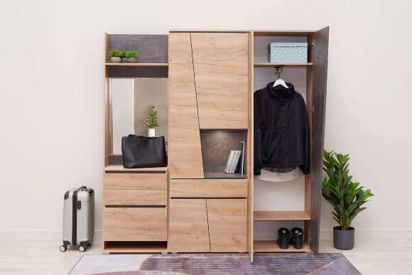 Шкаф Соренто 2-х створчатый дуб крафт / бетон темный