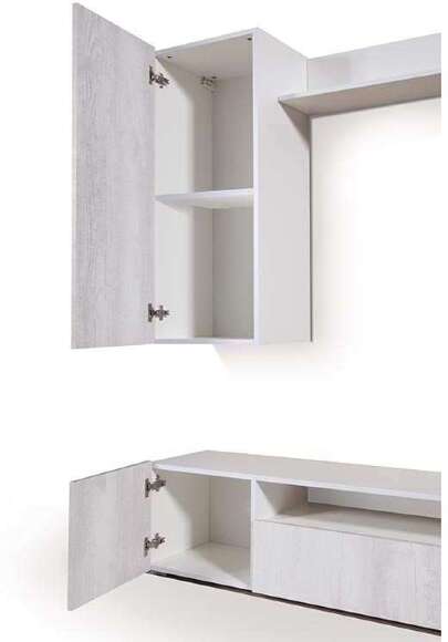 Стенка Прага-3 белый/бетон