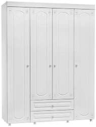 Шкаф 4-х дверный с ящиками Афина АФ-62 белое дерево