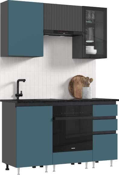 Кухня Техно-6 1,5м (Графит/Атлантик софт/Графит софт NEW)