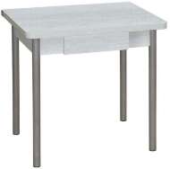 Эко 80х60 стол обеденный раскладной с ящиком / бетон белый/металлик