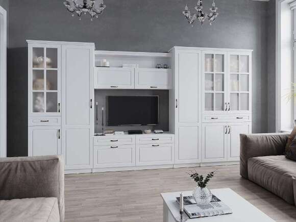 Двухстворчатый шкаф-витрина Апполия (ТЭКС) 400 Белый дуб