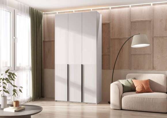 Марвэл Шкаф 3-х ств. (1200) с доп.ящиками (Браш Вайт, Белый) Марвэл Шкаф 3-х ств. (1200) с доп.ящиками (Браш Вайт, Белый)