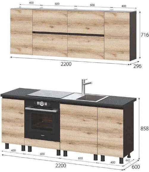 Шкаф под духовку 60 см Берген 6д1 (Венге/Дуб Делано)