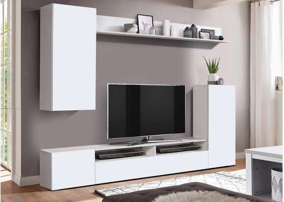 Стенка в гостиную Прага-3, Белый, Белый глянец снег