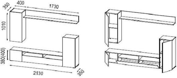 Стенка в гостиную Прага-3, Белый, Белый глянец снег