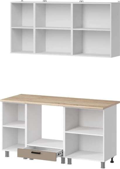 МК Аленушка 1,6м в.6 Орешник Матовый Вижен,скоба черный,сонома (без столешницы)