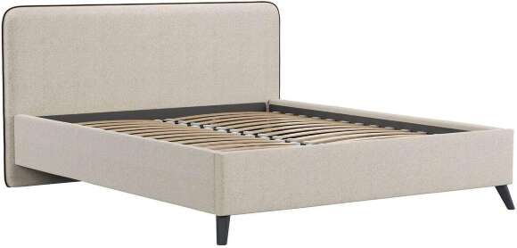 Миа кровать 180 Bravo white (светло-бежевый) / кант Лайт 10 Велюр (коричневый) Миа кровать 180 Bravo white (светло-бежевый) / кант Лайт 10 Велюр (коричневый)