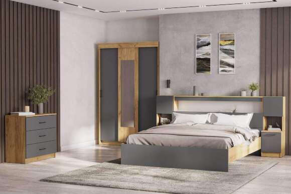 Шкаф-купе Вена ШК 101, Дуб золотой, Графит серый Шкаф-купе Вена ШК 101, Дуб золотой, Графит серый