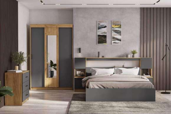 Шкаф-купе Вена ШК 101, Дуб золотой, Графит серый Шкаф-купе Вена ШК 101, Дуб золотой, Графит серый