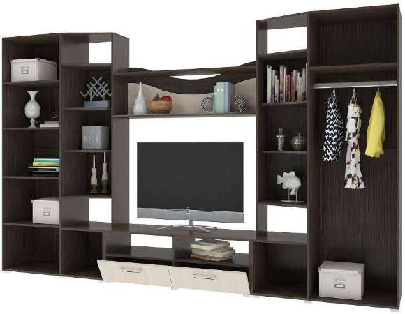 Стенка в гостиную Гамма (Горизонт) Венге / Дуб молочный