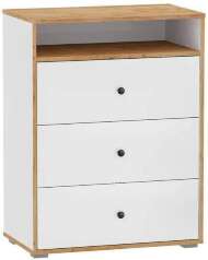 Комод Вуди 13.293, Белый премиум, Дуб Золотой