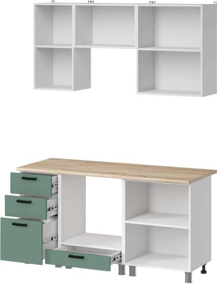 МК Аленушка 1,6м в.7 Орешник Матовая Мята,скоба черный,сонома