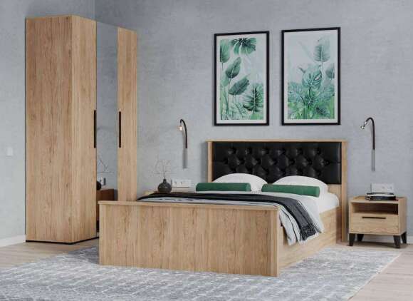 Кровать 140х200 Модена МКР-2 с настилом из ДСП (Домани) Гикори Рокфорд