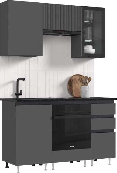 Кухня Техно-6 1,5м (Графит/Графит софт NEW)