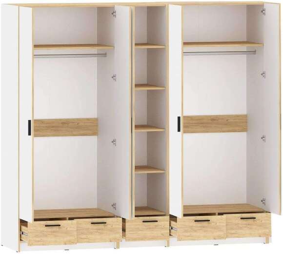 Спальня Оттавия 5 с зеркалами Белый / Дуб золотой Спальня Оттавия 5 с зеркалами Белый / Дуб золотой